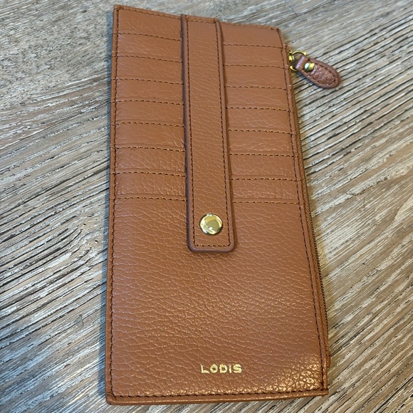 Lodis brown leather wristlet purse/wallet with removable strap. - Picture 8 of 12
